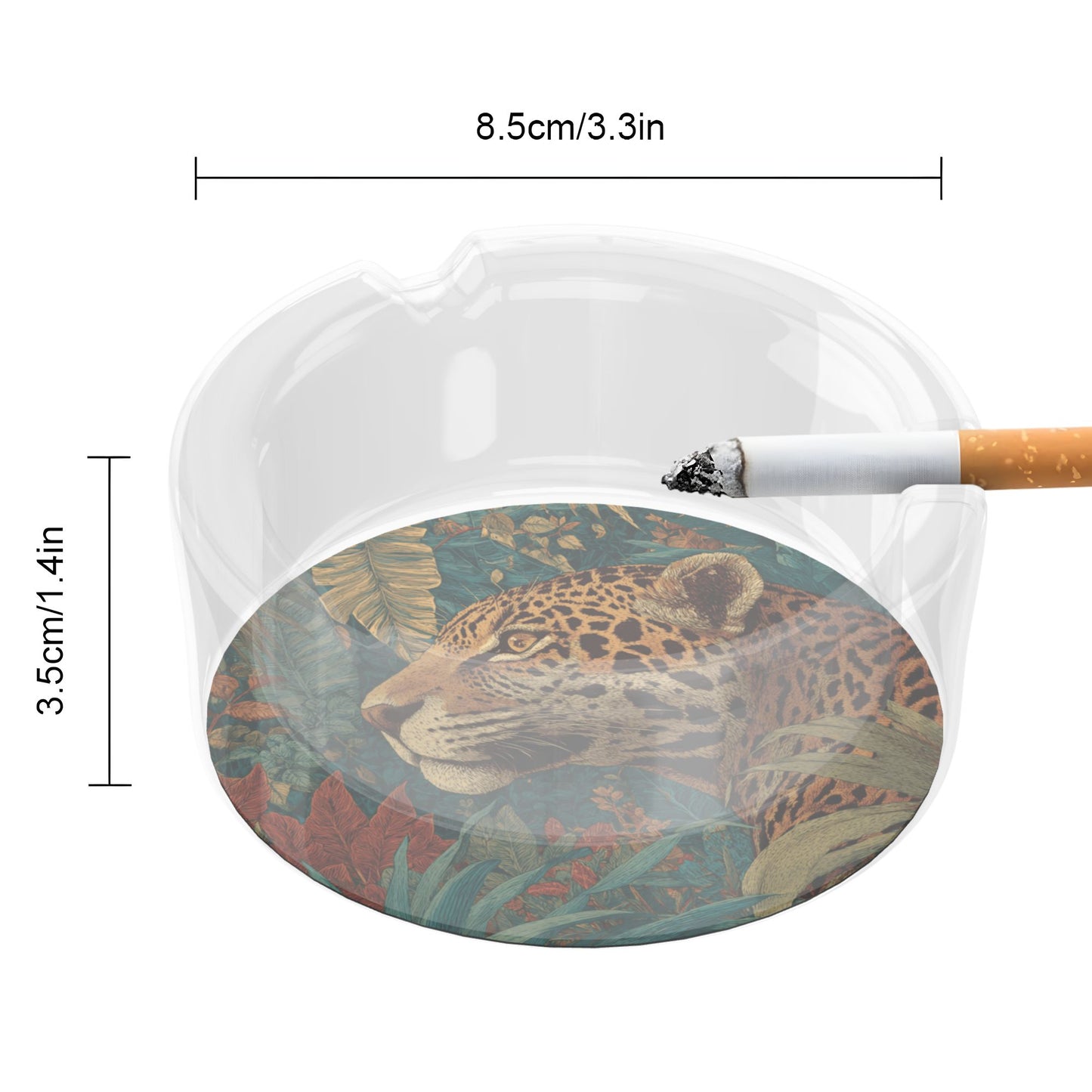 Tropical Jungle Leopard Pattern Round Glass Ashtray - 8.5cm Diameter Creative Wild - Style Decorative Ashtray