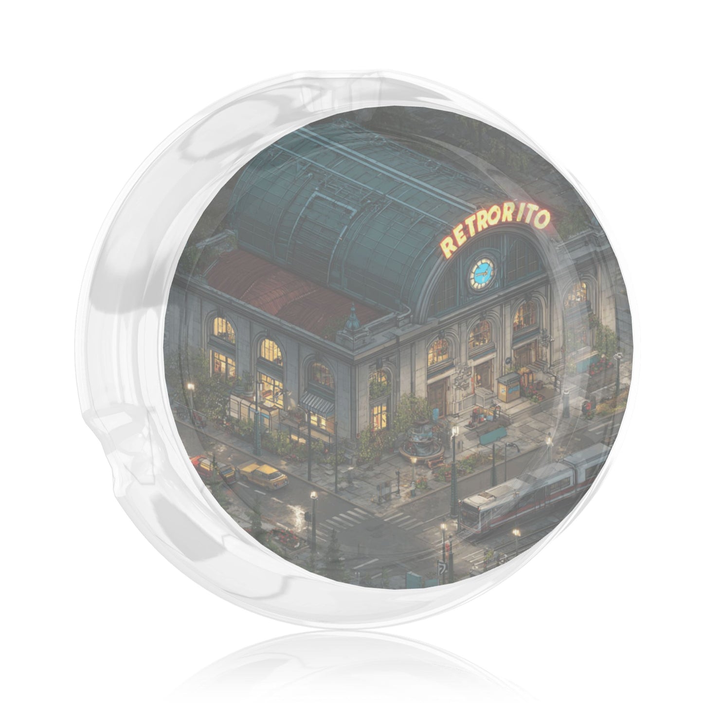 Retro Restaurant Pattern Round Glass Ashtray - 8.5cm Diameter Nostalgic - Inspired Creative Decorative Ashtray