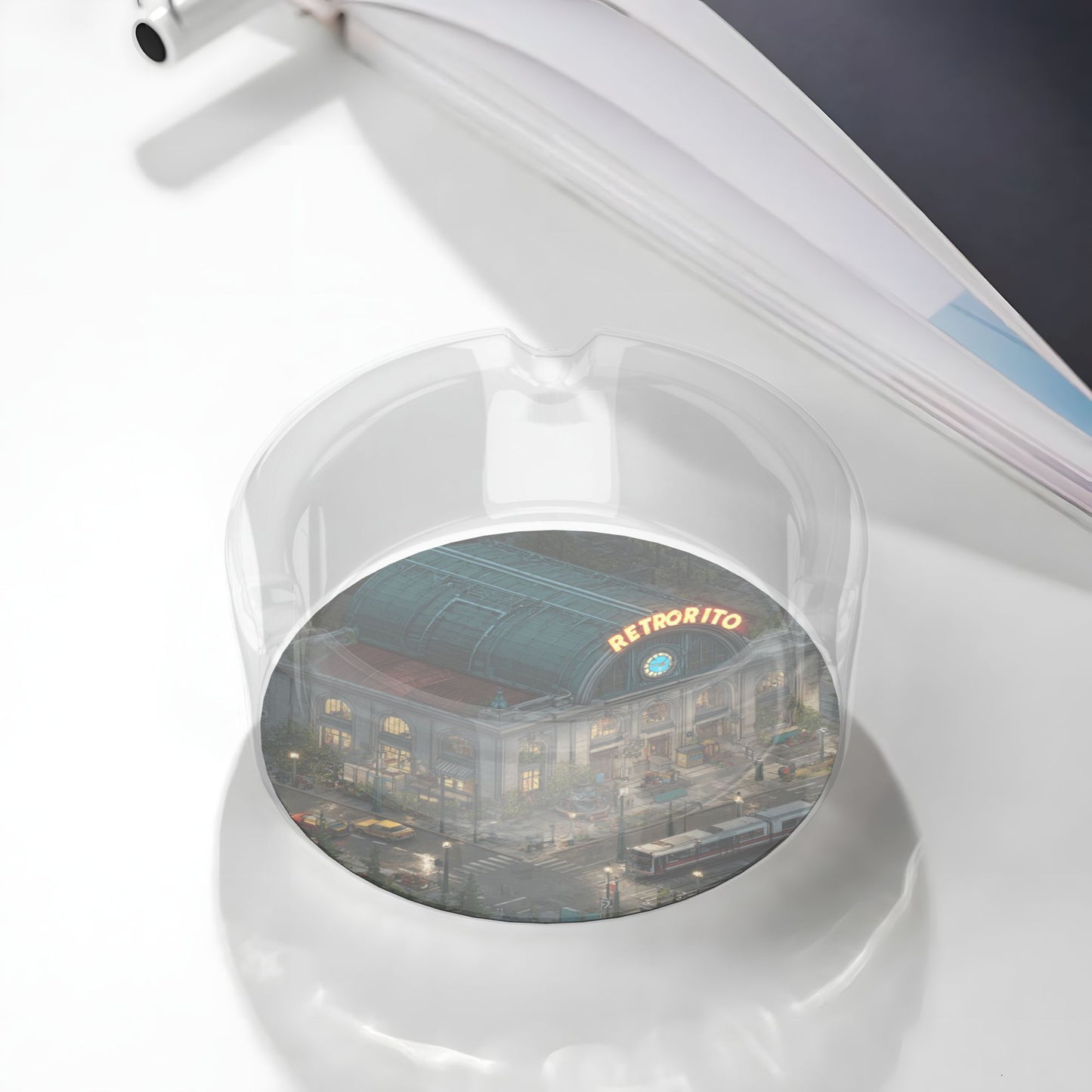Retro Restaurant Pattern Round Glass Ashtray - 8.5cm Diameter Nostalgic - Inspired Creative Decorative Ashtray