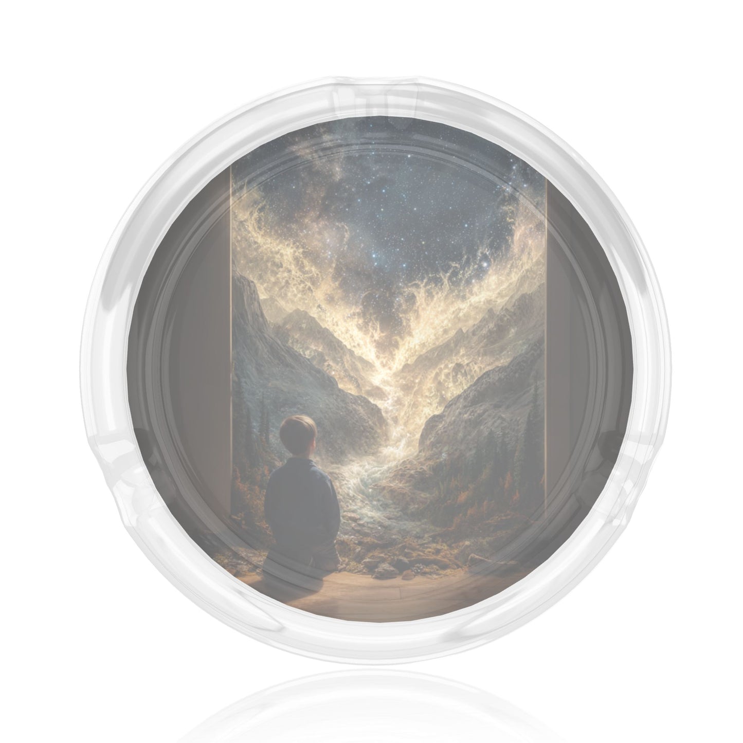 Dreamy Starry Sky Observer Round Glass Ashtray - 8.5cm Diameter Creative Art Decorative Ashtray