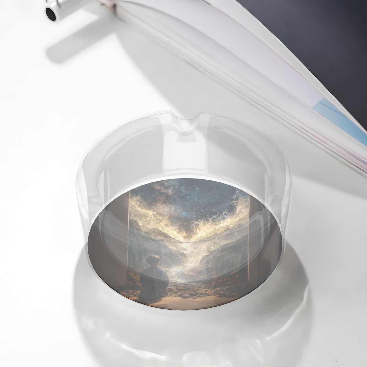 Dreamy Starry Sky Observer Round Glass Ashtray - 8.5cm Diameter Creative Art Decorative Ashtray