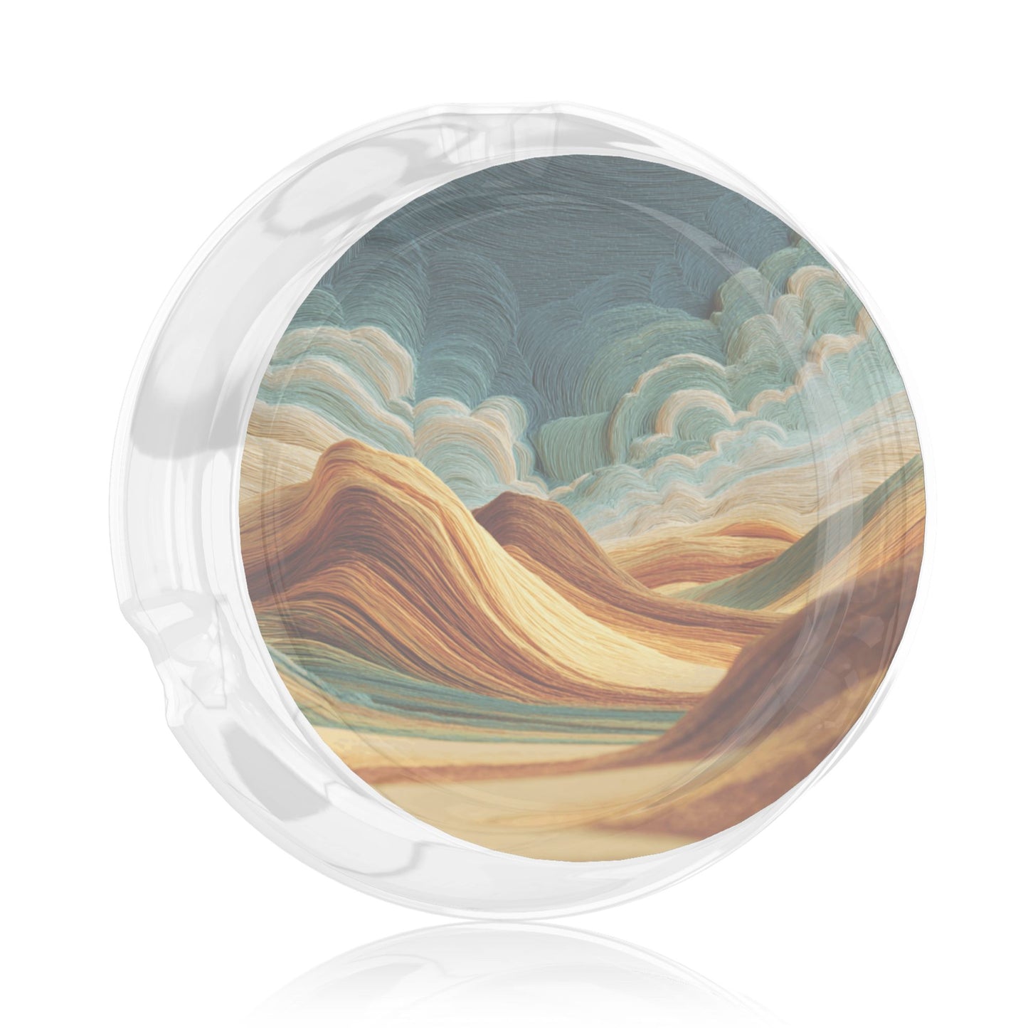 Abstract Landscape - Textured Round Glass Ashtray - 8.5cm Diameter Art - Inspired Creative Decorative Ashtray