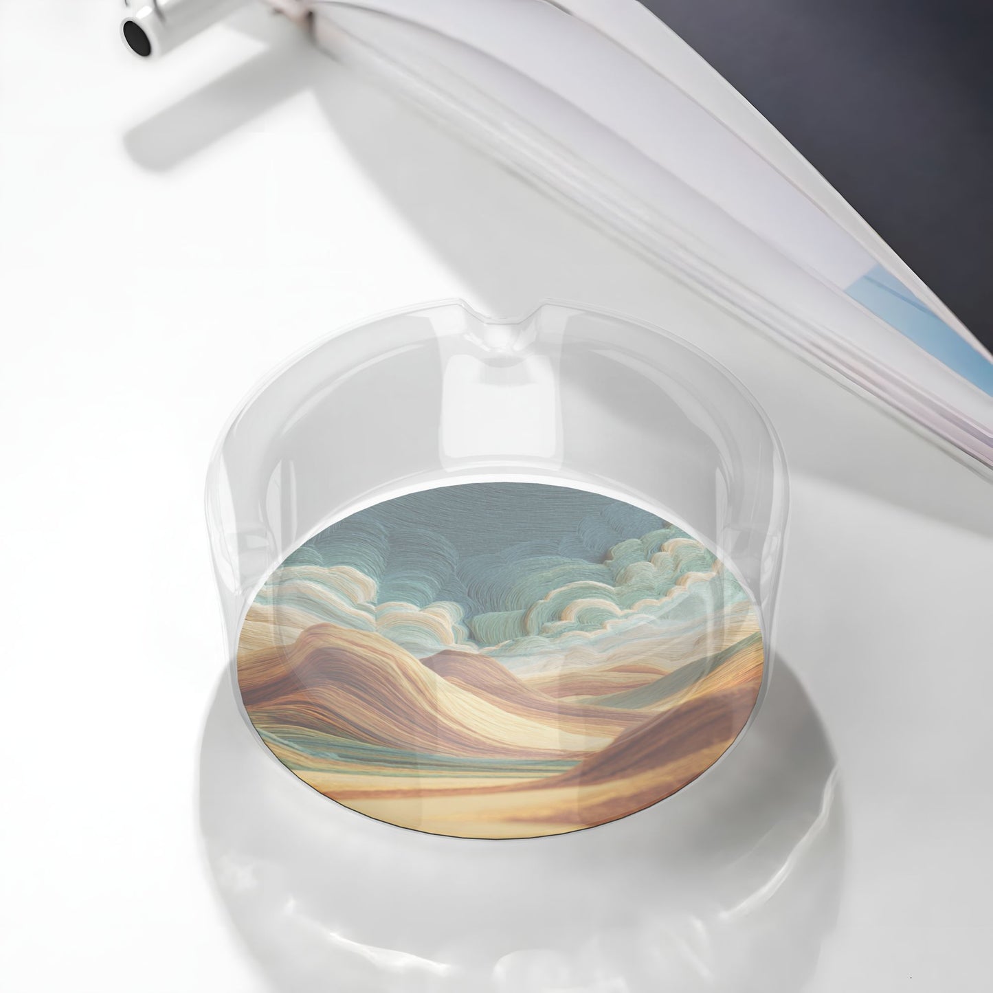 Abstract Landscape - Textured Round Glass Ashtray - 8.5cm Diameter Art - Inspired Creative Decorative Ashtray