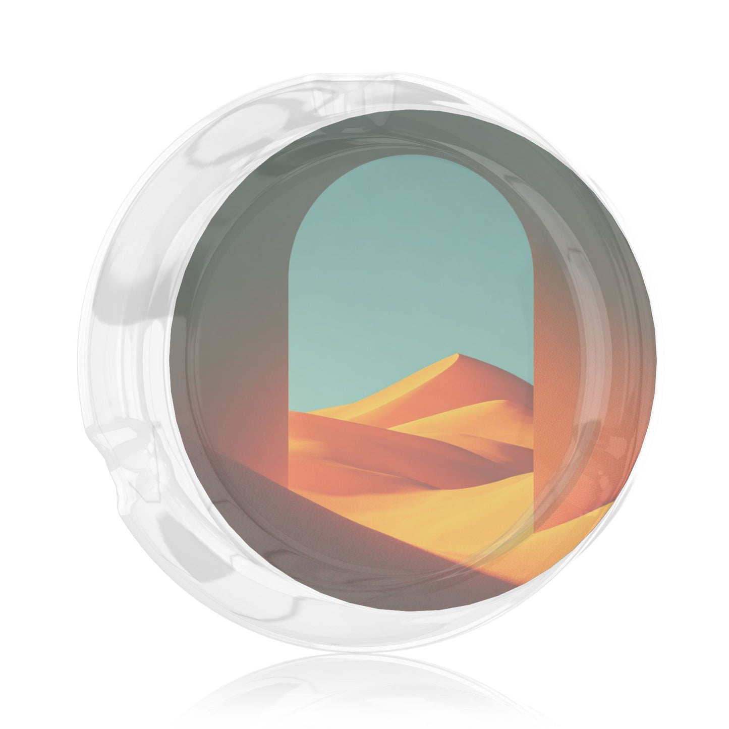 Geometric Color - Block Landscape Pattern Round Glass Ashtray - 8.5cm Diameter Modern Art - Inspired Decorative Ashtray