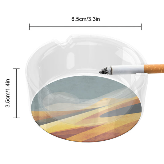 Minimalist Geometric Line Pattern Round Glass Ashtray - 8.5cm Diameter Modern Art - Inspired Decorative Ashtray