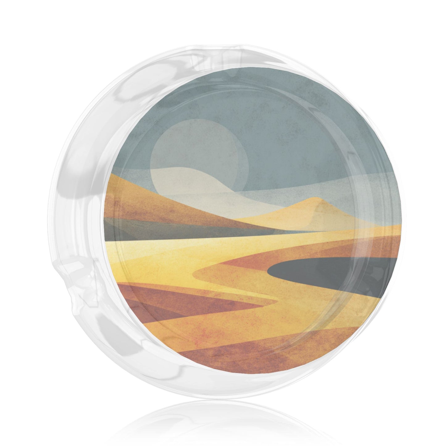 Minimalist Geometric Line Pattern Round Glass Ashtray - 8.5cm Diameter Modern Art - Inspired Decorative Ashtray