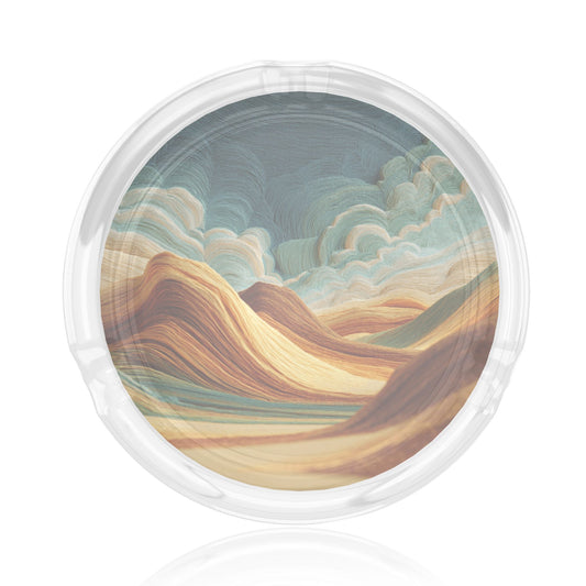 Abstract Landscape - Textured Round Glass Ashtray - 8.5cm Diameter Art - Inspired Creative Decorative Ashtray