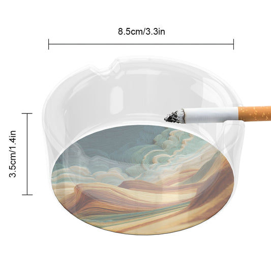 Abstract Landscape - Textured Round Glass Ashtray - 8.5cm Diameter Art - Inspired Creative Decorative Ashtray