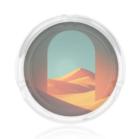 Geometric Color - Block Landscape Pattern Round Glass Ashtray - 8.5cm Diameter Modern Art - Inspired Decorative Ashtray