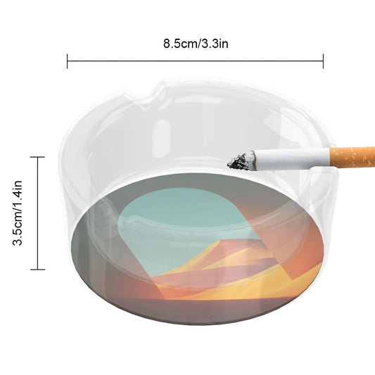 Geometric Color - Block Landscape Pattern Round Glass Ashtray - 8.5cm Diameter Modern Art - Inspired Decorative Ashtray